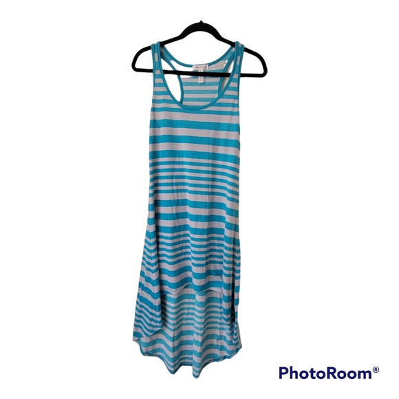 Ambiance Apparel Womens Size M Racerback Striped Tank Dress Hi-Lo Hem Sl… - Picture 1 of 7